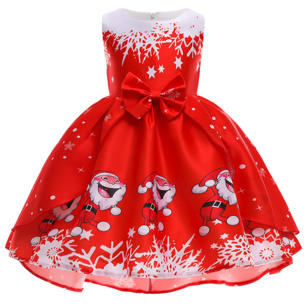 Kid Girls printed ärmlös rosett Party Princess Dress red