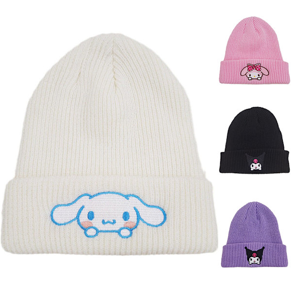 Saniro Beanie-mössa för kvinnor Söt tecknad Cinnamoroll Melody Kuromi Vinterstickad mössa D