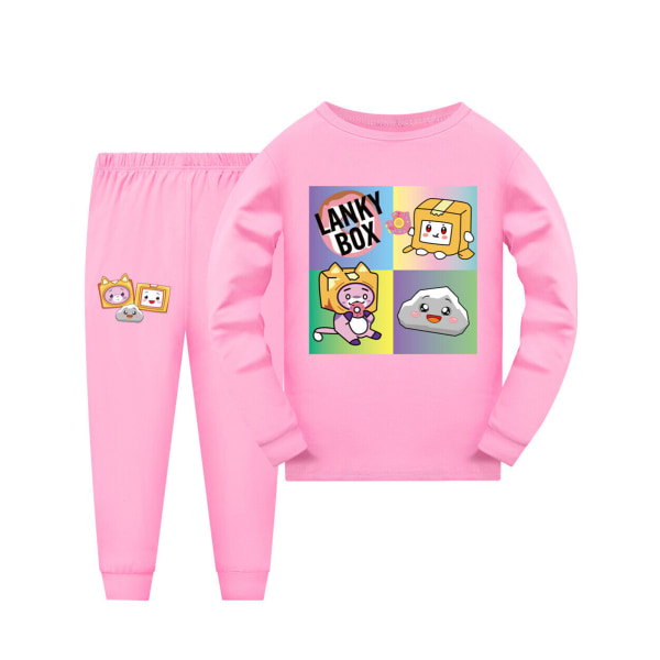 2-pack Barnpyjamas LANKYBOX Långärmad Tröja Set Nattkläder pink 150cm