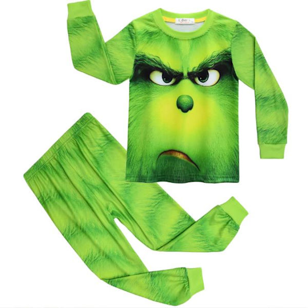 2-delt sæt 2 drenge jule Grinch pyjamas vinter nattøj B 140cm