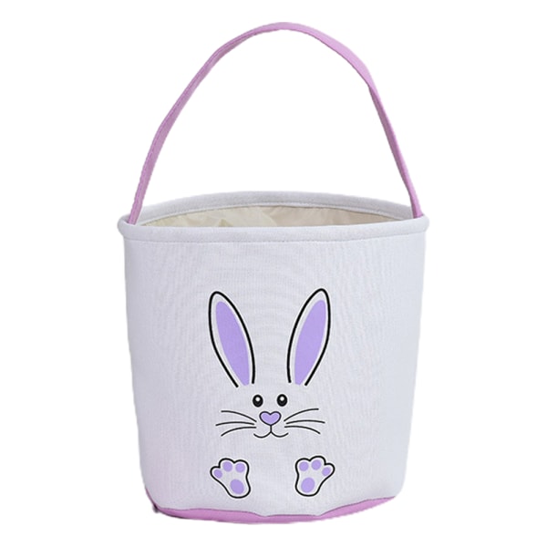 Påsk Basket Bag Cartoon Bunny Footprint Hink Förvaringspresent purple