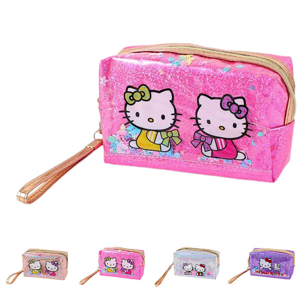 Katie Cat Makeup Bag Kosmetisk Handväska Bärbar Förvaringsväska Resväska Påse Silver
