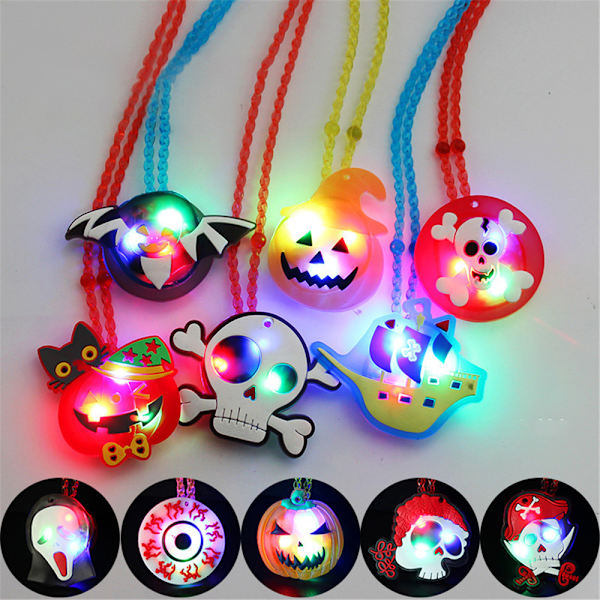 12 stk. Halloween LED Glødende Halskæde Vedhæng Lang Lysende 12PCS