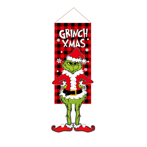 Julgransflagga med Grinch för Utomhus Dekoration Trädgårdsplantering C