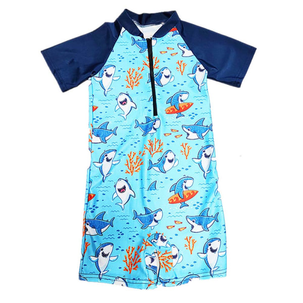 Barn Sommar Strand Cartoon Dragkedja Baddräkt Badkläder Dräkt Pufferfish 2XL