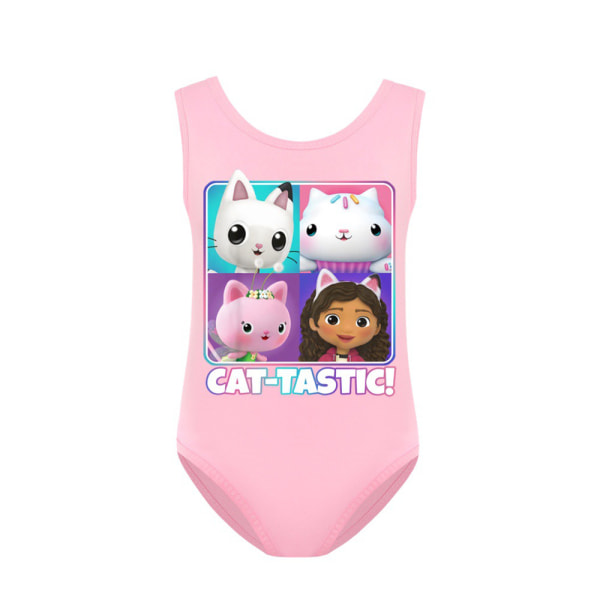 Gaby's Dockhus Print Barn Flickor Monokini Baddräkt Baddräkt Simdräkt Surf Strandkläder Pink 150cm