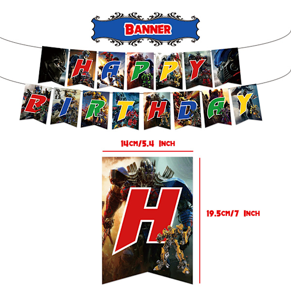 Transformers Tema Banner Balloner Kage Toppers Sæt Til Børnefester Dekorationer
