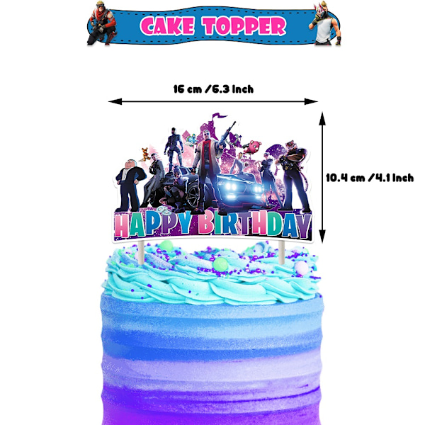 Fortni-te 5 Tema Bursdagsfest Utstyr Banner Ballonger Kake Cupcake Toppers Sett Dekorasjon