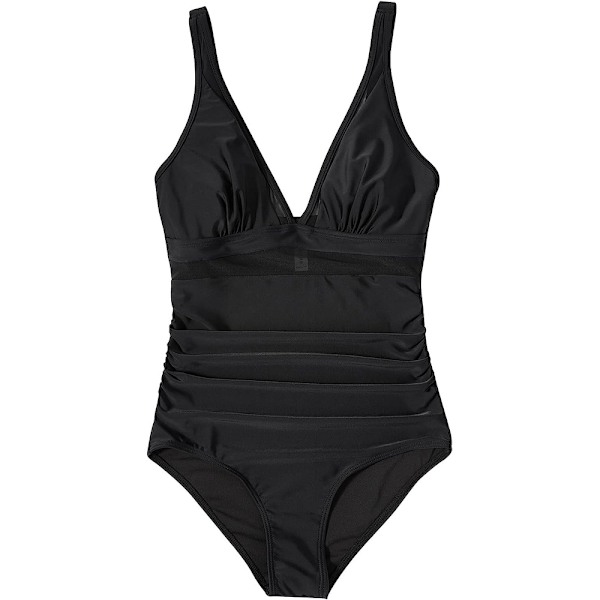 Polstret bikini badedragt til kvinder mesh ét stykke monokini badetøj svømmedragt Black M