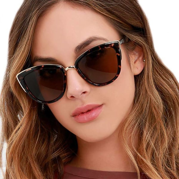 3-pack Solglasögon Leopard Shades Mode Cat Eye Glasögon Brown