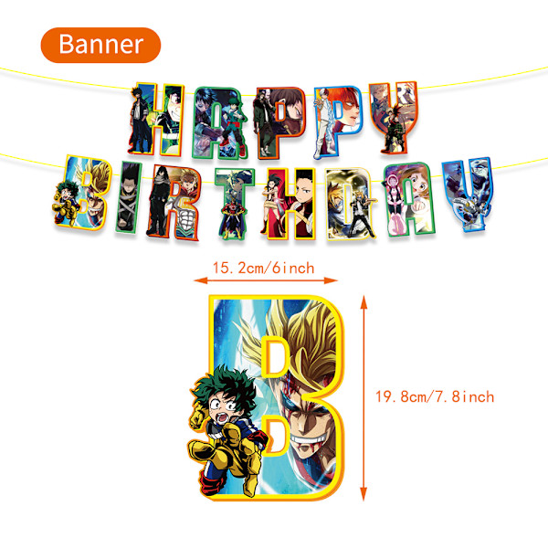 My Hero Academia Födelsedag Dekorationer Tårta Topper Dekor Festtillbehör Kit Set