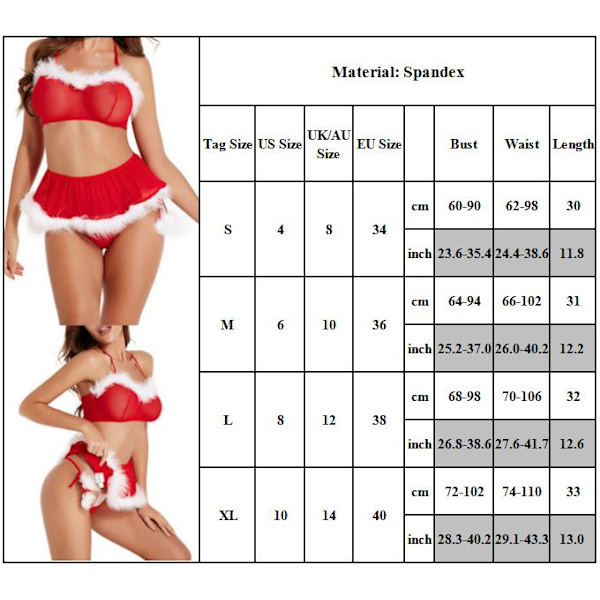 Julunderkläder Set för Kvinnor Sexiga Underkläder Julunderkläder Cosplay L