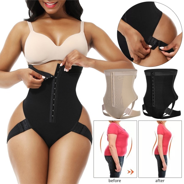 Damkläder Peach Butt Curvy Tummy Shaper Högmidjade Body Shaperwear Kalsonger Black 3XL