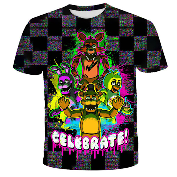 Lasten 3D Five Nights at Freddy rento lyhythihainen T-paita toppi joulu Halloween lahja B 150cm