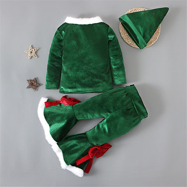 Juldräkt för flickor, vida byxor, tomte, juloutfit 100cm