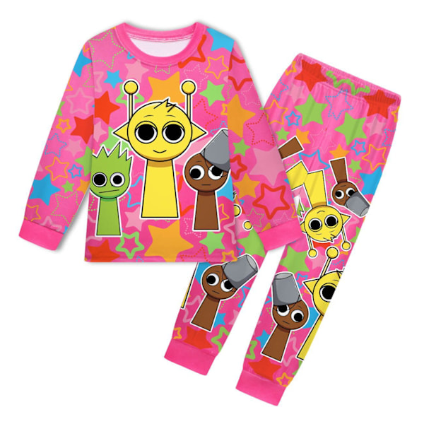 Rhythm Box Pyjamas för Små Pojkar och Flickor, Grafisk Långärmad Topp & Byxor, Sovkläder Set, Hemmakläder Pj's Rose Red 110cm