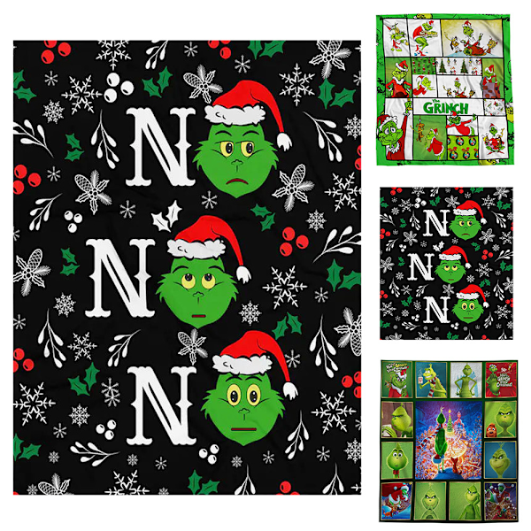 Julgrinch 3D-tryckt Sherpafilt, Pläd, Sängkläder C 80*120CM