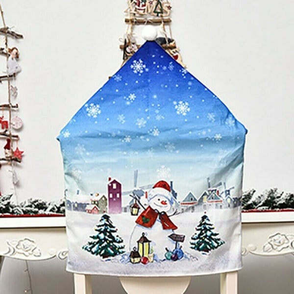 Julstolsöverdrag för middag, feststolsryggdekor, present snowman