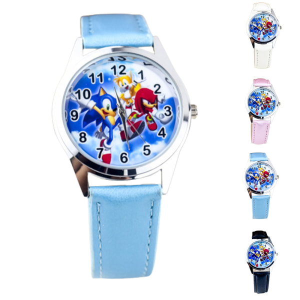 Sonic Cartoon Kid handled Mekanisk konstläderarmband Watch Gift black