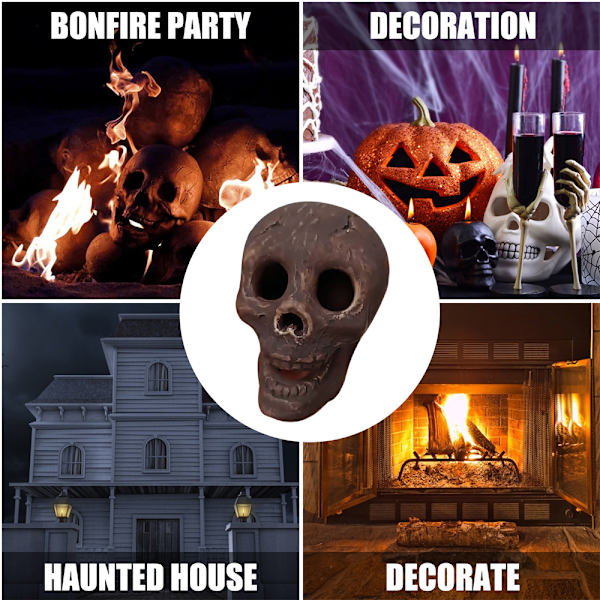 Simuleringskranie Halloween Brændeovn Pejs Brændende Rekvisitter