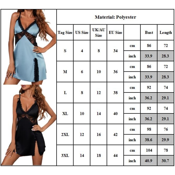 Dam Dam Sexig Mesh Natt Miniklänning Underkläder Babydoll Underkläder Nattkläder Nattkläder] Black L