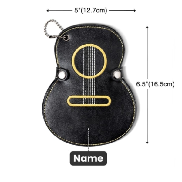 Personligt gitarrplockfodral med 17 fack, Personligt gitarrplockhållare Fodral Anpassat namn Gitarrdesign Bärbar Black
