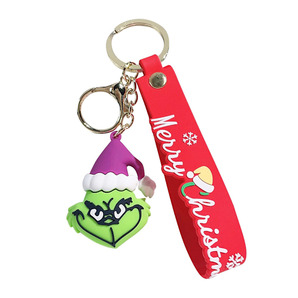 God Jul Grinch Nyckelring För Barn Julgåvor, Söt Cartoon Grinchmas Bilnyckelring Hänge Dekoration Purple