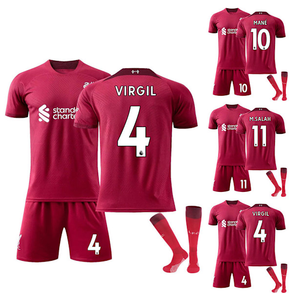 Mane #10 M.Salah #11 Tröja Fotboll Sportkläder VM-Set Röd 22/23 Hemma Fotbollsträningsset för Barn Pojkar Träningsoverall Set Tröjor Sommar #11 22