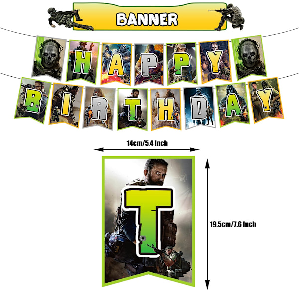 Call of Duty-tema födelsedagsfest dekorationer banderoller ballonger tårta cupcake toppers set