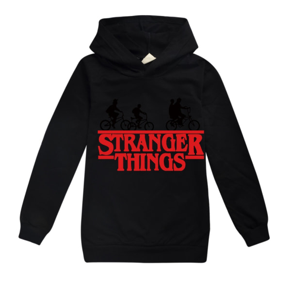 Stranger Things Långärmad T-shirt Hoodie med rund hals Black 150cm