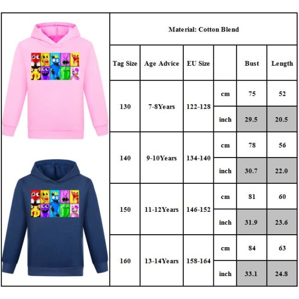 Barn Pojkar Flickor Rainbow Friend Hoodie Sweatshirt Pullover Jumper pink 130cm