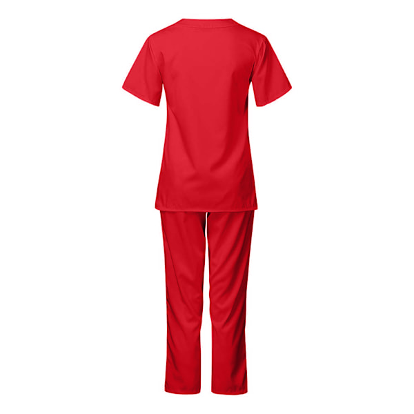Sjukhuskläder för kvinnor, läkare, sjuksköterska, arbetskläder, långbyxor red 2XL