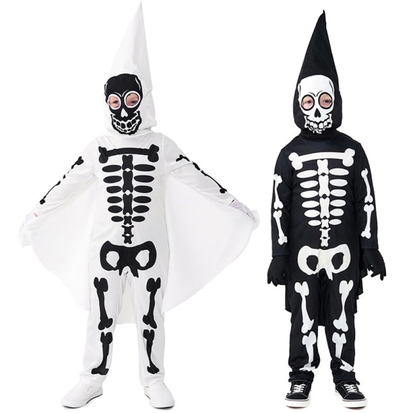Halloween Cosplay Skelettkläder för Barn black S
