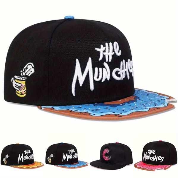 Munchies Donnut Print Snapback Hat för Män Kvinnor Baseball Cap Rapper Hip Hop C