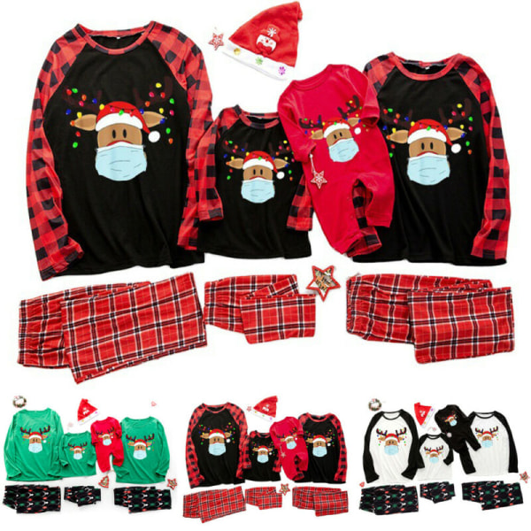 Familj Matchande Vuxna Barn Jul Xmas Nattkläder Pyjamas Set B - Men ( Dad )