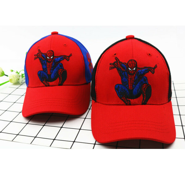 Barnpojkar Spiderman Baseball Cap Hip Hop Mesh Snapback Sport Red+Blue