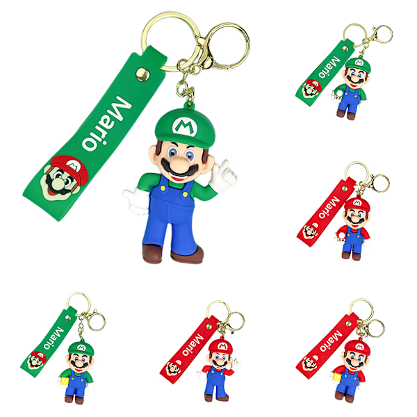 Super Mario Brothers Nyckelring - Cartoon Anime Mario Nyckelring Hänge Snygg Väska Charm Gåvor För Vuxna Barn Fans A