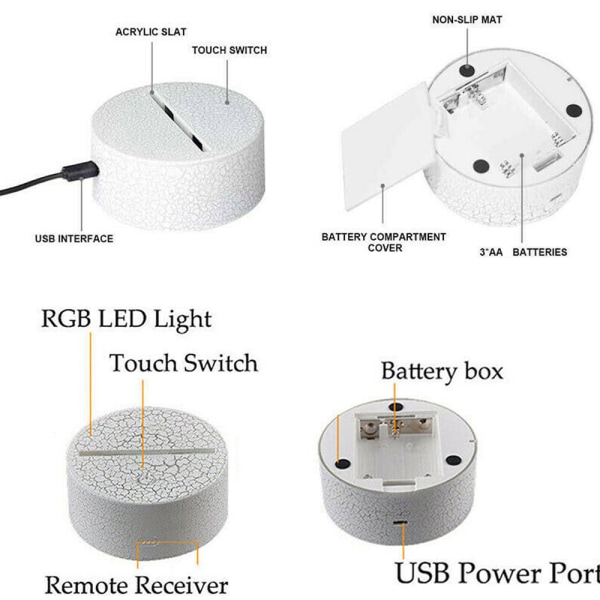 3D LED-lampa Nattljus Akryl Sonic Touch Bord Skrivbordspresenter leksak MY-1030