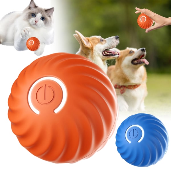 Automatisk smart retande hundboll, hållbara hundleksaker med rullande bollar orange