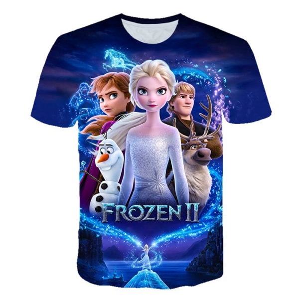 Barn Flickor Frozen Princess 3d Print Kortärmad Casual T-shirt B 140cm