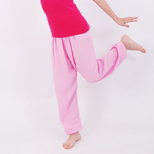 Barn Flickor Pojke Baby Byxor Harem Byxor Casual Lösa bomull Yoga Dans Leggings Pink 100cm