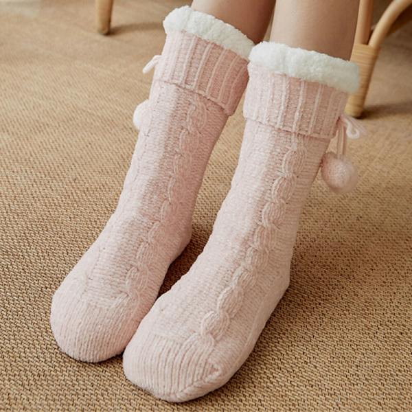Fleece Sokker Dame Sherpa Fôr Lounge Tøffel Gulv Seng Sokker Pink