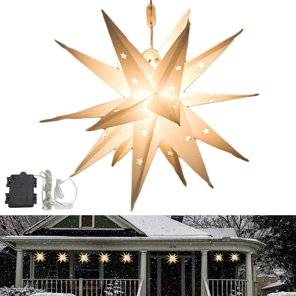 Star Christmas Tree Topper Glittered Decor Hem LED Light Decor 1