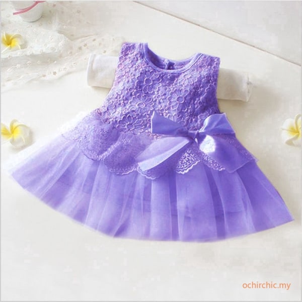 Barnflickors Prinsessklänning Babyfest Spets Tulle Tutu Purple