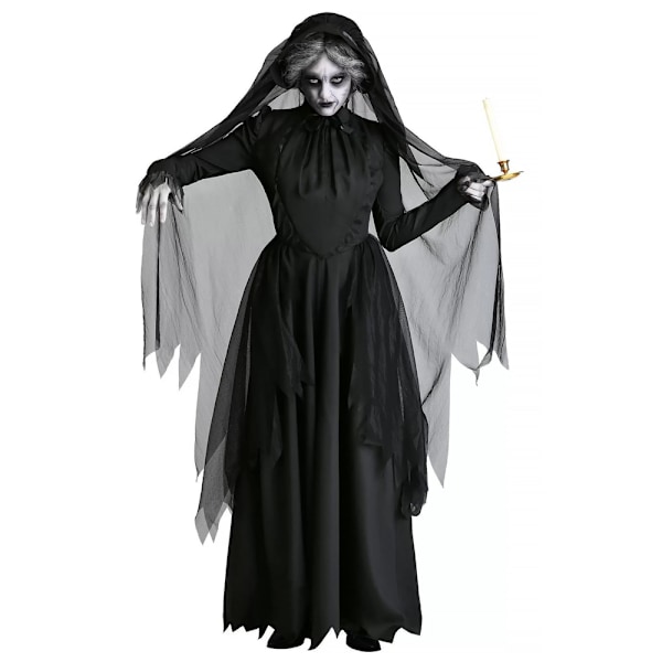 Halloween Vampyrkostym Vuxen Häxa Cosplay Spökhustru Kvinna Festkläder Present L