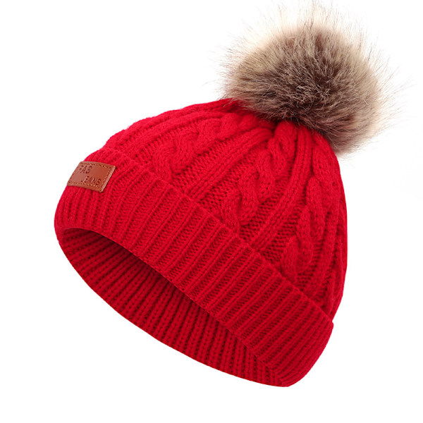 Höst-Vinter Päls Pompom Barnhatt White 40-50cm