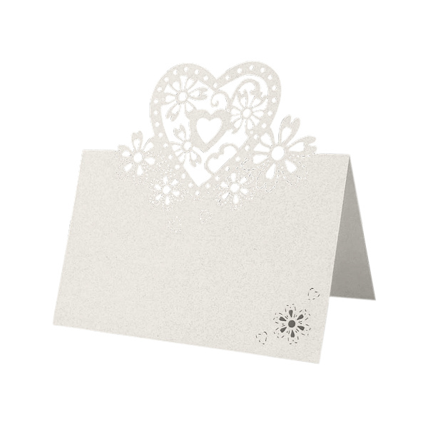 100 stk. Bordnavn Placer Kærlighedshjerte Bryllupsfest Perlemorsfarvet Kort Ivory 100 PCS