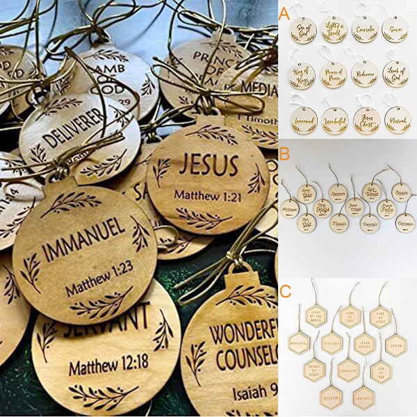 12/25-pack Jesusnamn Ornament för Julgran, Hängsmycken, Heminredning C