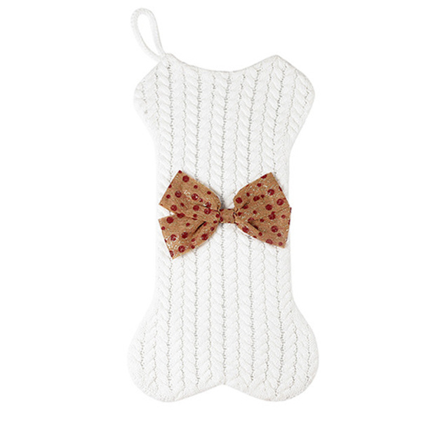 Julgran Strikket Bein Formet Sokk Julepynt white