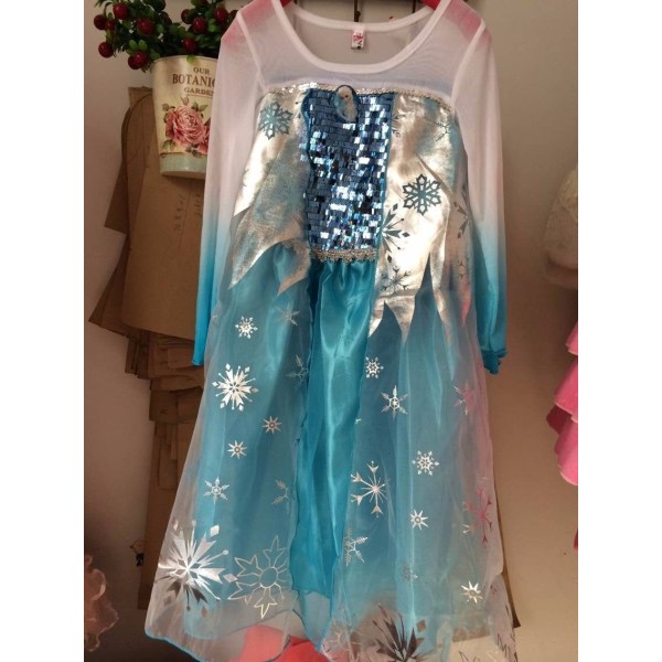 Ice Queen Princess Dress Barn Anna Elsa Girl Födelsedagsfestklänning 150cm